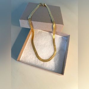 Herringbone necklace, 16” extends to 18”, gold plated